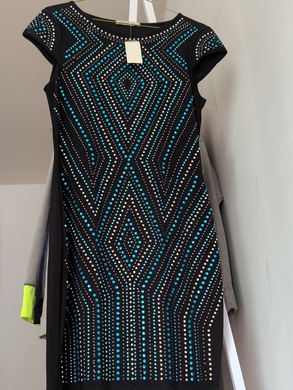 Arden B Studded Rhinestone Geometric Bodycon Party Dress NWT Large - Picture 9 of 9